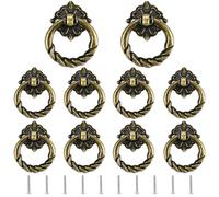 JINXM 10pcs Vintage Pull Ring Antique Pull Handles Knobs for Kitchen Cabinet Cupboard Dresser Door Drawer(Brass)