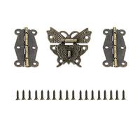 JINXM Antique Bronze Embossing Latch Hasps (for Lock) with Hinges and Screws for Decorative Cabinet Small Wooden Box Project
