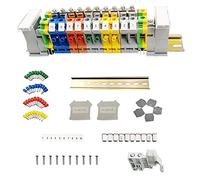 JINXM DIN Rail Terminal Blocks Kit UK/10N Electrical Connectors Connector Block Wire Connectors Crimp Connectors Fixed Bridge End Brackets Aluminum Rail