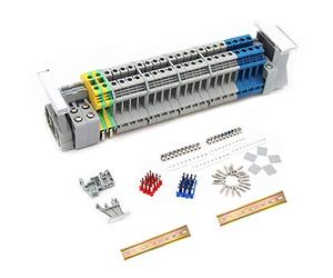 JINXM DIN Rail Terminal Blocks Kit UK 2.5 Din Rail Connectors Universal Class Terminal Blocks Crimp Connectors Ground Blocks End Covers Fixed Bridge End Brackets Aluminum Rail