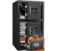 JINXNOBI Extra Large Double Door Security Safe Box, 6.1 Cubic Feet Home Safe Lock Box with Big Fireproof Waterproof Safe Bag, 33.5in Digital Safes for Home Office Hotel, 88lbs