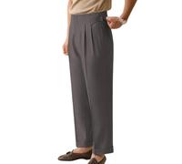 JinXuanYa Men's Summer Dress Pants Straight Casual Slacks with Paris Button, Non-Iron Loose Fit Pleated Trousers High-Waisted Naples Style(Grey, 38W30L)