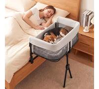 JinxZap Bedside Co-Sleeper Dog Bed, Adjustable to Human Bed Height, Foldable & Portable Pet Bed Extension Attachment, Improves Owner's Sleep Quality, for Small/Medium Dogs (<40 LBS) & All Cats
