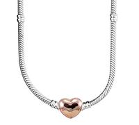 JINYAWEI Original Rose Gold Smooth Love Heart Clasp Snake Chain Necklace 925 Sterling Silver Necklace for Bead Charm Europe DIY Jewelry Ladies Necklace (Gem Color : 2, Length : 40cm)