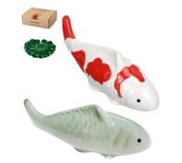 JINYEAH Ceramic Koi Fish Pond Decor 2Pcs Fake Fish Floating Aquarium Decor Floating Koi Fish Decor Fake Swimming Fish for Birdbath Pond Fountain Fake Aquarium Decor Tea Pet