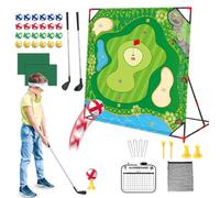 Jinyilwn Battle Golf Chipping Game | Sticky Golf Balls with Score | Weather Resistant Outdoor Toys Interactive Putter Mat Set for Family or Backyard Party