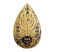 [Jinyilwn] Gold Thai Amulet, Buddha Amulet Card - Thai Buddhist Charm Amulet Gold Card - Bible Rune Religious Decor Collectibles, Necklace Charm for Health and Wealth, 説明を参照してください, See Description