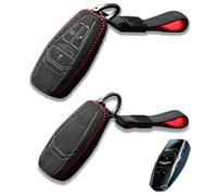JINYISI Premium Handmade Alcantara Suede Smart Car Key Fob Case Holder Shell Cover for Aston Martin DB11 DBS Superleggera New Vantage With Leather Key Chain (Black)