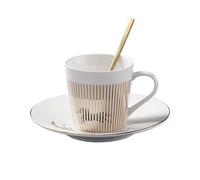 JINYISI Rotating dynamic reflection cup,Mirror reflection coffee cups,Coffee cups ceramic,For Office and Home,With Saucer and Spoon 300ml