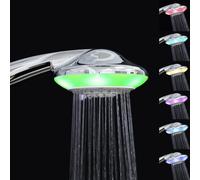 JINYOMFLY LED Shower Head with Lights, Shower Head with LED Light, 12 cm, Multi-function, 7 Colors Changing (5 Shower Modes, 7 Color Changing)