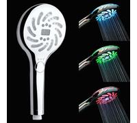 JINYOMFLY LED Shower Head with Temperature Display, Shower Head LED 3 Colours Changing, Handheld Showerhead with LED Digital Display, Battery-Free