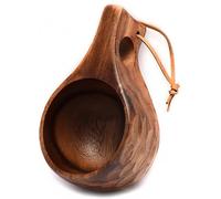 JINYOMFLY Wooden Cup, Handmade Wood Coffee Mug with Leather Lanyard, Portable Handmade Wooden Mug for Coffee, Tea, Milk, Backpack, Camping, Hiking, Kitchen, Outdoors Or A Gift (Tortoiseshell)