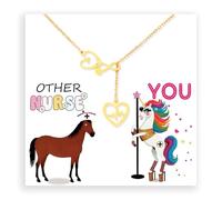 JINYRSOC 14K Gold Plated Nurse Necklace Gift for Nurses Week & Graduation - Funny Appreciation Card, Jewelry for Nurses, Healthcare Workers, Medical Students, Stainless Steel, No Gemstone