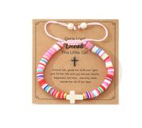 JINYRSOC Christian Cross Bracelet Jewelry for Youth & Adults, Baptism Communion Graduation Religious Gifts, Adjustable Faith-Based Jewelry for Confirmation Birthday Daily Encouragement Spiritual Wear
