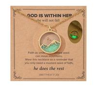 JINYRSOC Glow in the Dark Mustard Seed Faith Necklace, Move Mountains Religious Jewelry for Christian Women Men Teens, Daily Encouragement Gift for Birthday Baptism Graduation, S, Stainless Steel, No