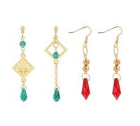 JinYu 2 Pairs Genshin Impact Dangle Earrings for Women - Anime Figure Element Eye of God Anemo Vision Earrings Venti Cosplay Jewelry for Women Girls with 10 Pcs Stickers