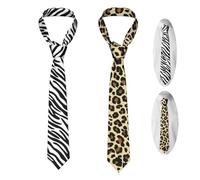 JinYu 2 Set Leopard & Zebra Animal Print Skinny Tie Mens Tie Men's Novelty Printed Necktie Formal Party Wedding Gift Ties for Men