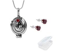JinYu 2 Set The Vampire Diaries Elena Gilbert Opening Vervain Locket Pendant Necklace and Red Earrings with Transparent Box