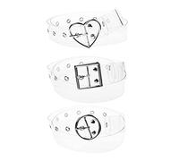 JinYu 3 Pcs Heart/Round/Square Grommet Belts for Men Women Personality All-match Transparent Buckle Belt Wide Waist Decoration, Yellow Blue Black, Medium