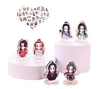 JinYu Acrylic Cardboard Cutouts Tian Guan Ci Fu Xie Lian Hua Cheng Stand Figure Model Stand Desk Decor and 10pcs Stickers for Fans (small 6pcs)