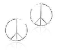 JinYu Peace Sign Symbol Geometric Stud Earrings Jewelry Minimalist Big Round Hoop Statement Earrings for Women, Metal