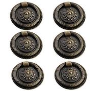 Jinyuanchao Drop Ring Handles Dresser Ring Pull Brass Oil-Rubbed Bronze 2 inch Diameter Cabinet Cupboard pulls Drawer Ring Handle knob 6Pcs