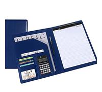 JINYUDOME A4 Clipboard Folder,Clipboard with Calculator Multifunctional Artificial Leather File Storage Device, Used for Interviews, Conference Presentations, Blue