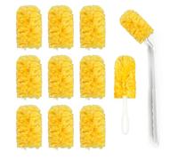 JINYUDOME Fluffy Duster Refills for Cleaning,Trap & Lock dust,Hair, Fit Almost Duster Handle, Package Including 20 Fluffy Refills and 2 Handle.