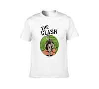 JINYUWAYE Men's Round Neck T-Shirt Mens Grey Clash White Man in Hammersmith Palais Record Cover Punk Cool and Breathable White L