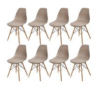 JinZao Shell Chair Slipcover Dining Chair Covers, Removable Washable Kitchen Dining Chair Seat Slipcovers Protector for Dining Kitchen Party Banquet(Brown, Set of 8)
