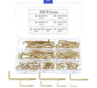 JinZeYou 150 Pcs Screw in Hooks, Metal L Shaped Square Heavy Duty Dresser Cup Ceiling Hooks for Indoor Outdoor Hanging Mug Cup Plants Lights, Gold