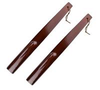 Jinzhenhong 2PCS 15in Long Handle Shoe Horn - for Seniors & Daily Use, Natural Lotus Wood Shoe Helper with Hanging Rope, Universal for Boots, Leather Shoes & Sneakers, Unisex Footwear Accessories