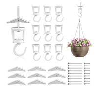 Jinzhenhong 9 Sets Ceiling Hooks for Hanging Plants, Rotatable Swag Ceiling Hooks with Screw Bolt, Ceiling Hangers Heavy Duty Spring Toggle for Christmas Light Ornament (White)