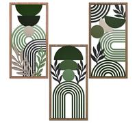 Jinzhenhong Boho Abstract Wall Art Set of 3, 7.87×15.74in Boho Wall Decor, Modern Minimalist Wooden Wall Hangings for for Living Room, Bedroom, Office, Cafe and Restaurant, Aesthetic Home Decor