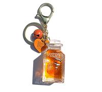 JINZHOUFZ Mobile Liquid Key Chain - Cute Marine Life Quicksand Bottle Bag Ring Car Trinket Pendant, Orange Bottle Clown Fish, 3.93x1.18x1.18 inches;1.41 ounces