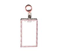 JINZHOUFZ Simple Color Wave Card Holder,Acrylic Transparent Kpop Idol Photocard Holder Cute Love Heart ID Credit Card Sleeve Cover Protector with Pendant Keychain (Pink)