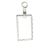 JINZHOUFZ Simple Color Wave Card Holder,Acrylic Transparent Kpop Idol Photocard Holder Cute Love Heart ID Credit Card Sleeve Cover Protector with Pendant Keychain (White)