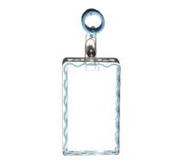 JINZHOUFZ Simple Color Wave Card Holder，Acrylic Transparent Kpop Idol Photocard Holder Cute Love Heart ID Credit Card Sleeve Cover Protector with Pendant Keychain (Blue)