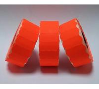 JIO Sato Samark 26 Price Gun Labels, Paper, Rectangular, Self-Adhesive, Glossy, White, Wavy, Multi Peelable, 1500 Count (1, Fluorescent Red, CT4 26 x 12 mm)