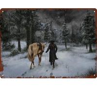 JIOBEATS jade malkemus soldier meshed Red Game Dead Redemption 2 Metal Tin Sign 8"" X 12"" Vintage Retro Man Cave Wall Decor Art