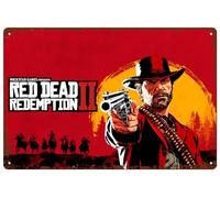 JIOBEATS Red Game Dead Redemption 2 Video Game Poster Metal Tin Sign 8"" X 12"" Vintage Retro Man Cave Wall Decor Art