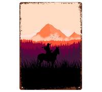 JIOBEATS Red Game Dead Redemption 2 Video Game Poster Metal Tin Sign 8"" X 12"" Vintage Retro Man Cave Wall Decor Art