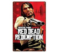 JIOBEATS Red Game Dead Redemption Poster Game Metal Tin Sign 8"" X 12"" Vintage Retro Man Cave Wall Decor Art