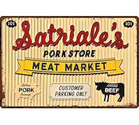 JIOBEATS So-pr-an-os The Satriales Tv Pork Store Retro Metal Tin Vintage Sign 12 X 8 Inch Game Room Man Cave Wall Decor