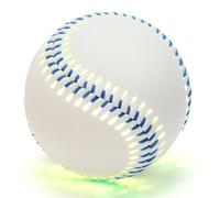 JIOBOLION Light Up Baseball with Blue Stitching, White, Official Size, LED Glow in Dark, Regulation Soft Training Ball