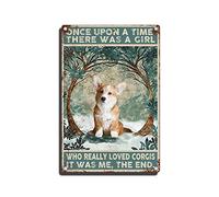 JIOBVTS Tin Sign Once Upon A Time There was A Girl Who Really Loved Corgis Poster Metal Tin Sign Bar Pub Man Cave Wall Decor 8×12inch/Tin Sign