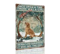 JIOBVTS Tin Sign Once Upon A Time There was A Girl Who Really Loved Golden Retrievers Poster Tin Signs Metal Bar Wall Plaque Decor Kitchen Tin Sign 8×12inch/Tin Sign