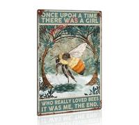 JIOBVTS Tin Sign Once Upon A Time There were A Girl Who Really Loved Bees Metal Tin Sign Bar Pub Man Cave Wall Decor 8×12inch/Tin Sign