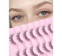 Jiocolor Lashes Wispy Strip Lashes Natural Look C Curl Volume False Eyelashes Short Mink Lashes 3D Classic Fake Lashes Small Eye Lashes Pack XA64