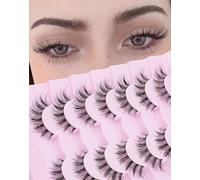 Jiocolor Manga Lashes Anime Fake Lashes Fairy False Lashes 12mm Manhua Eye Lashes Wispy Spiky Strips Lashes Natural False Eyelashes 7 Pairs Pack JM3